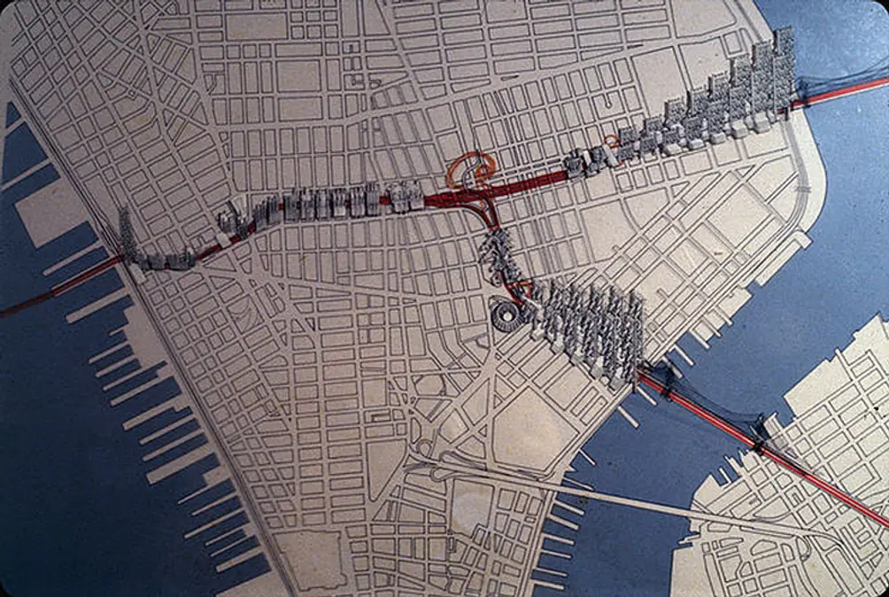 Lower Manhattan Expressway proposed by Robert Moses