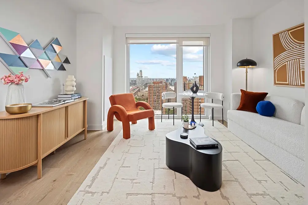 Living room with Lower East Side views