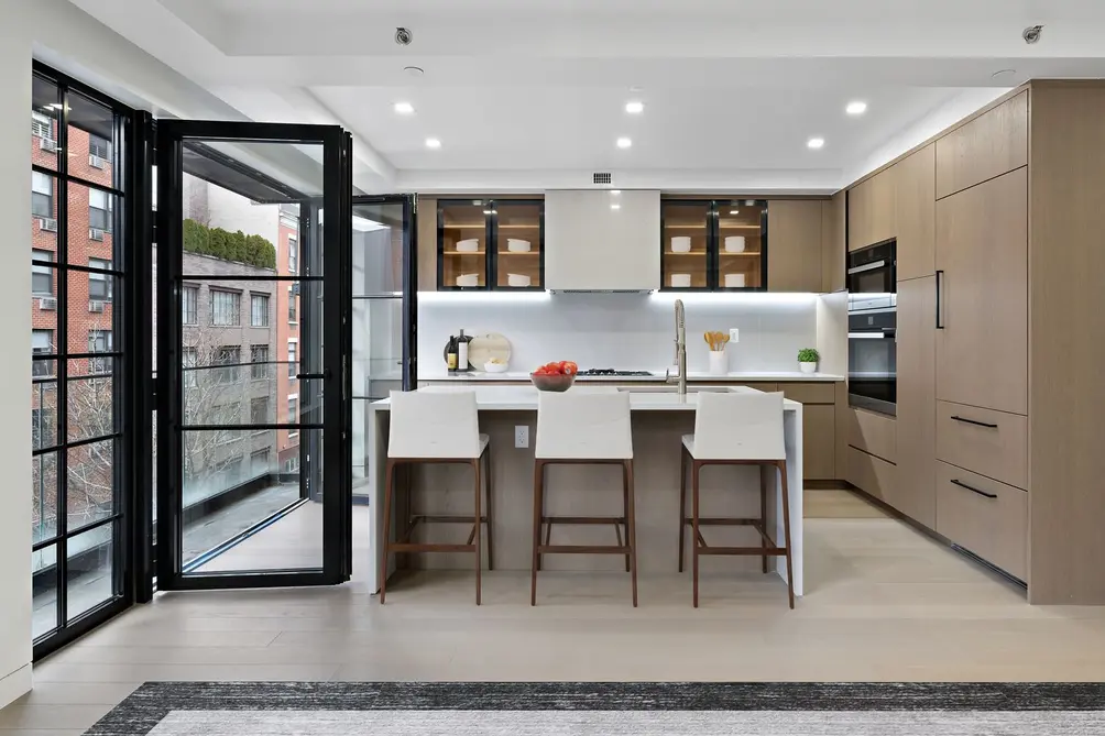 Open kitchen with balcony access