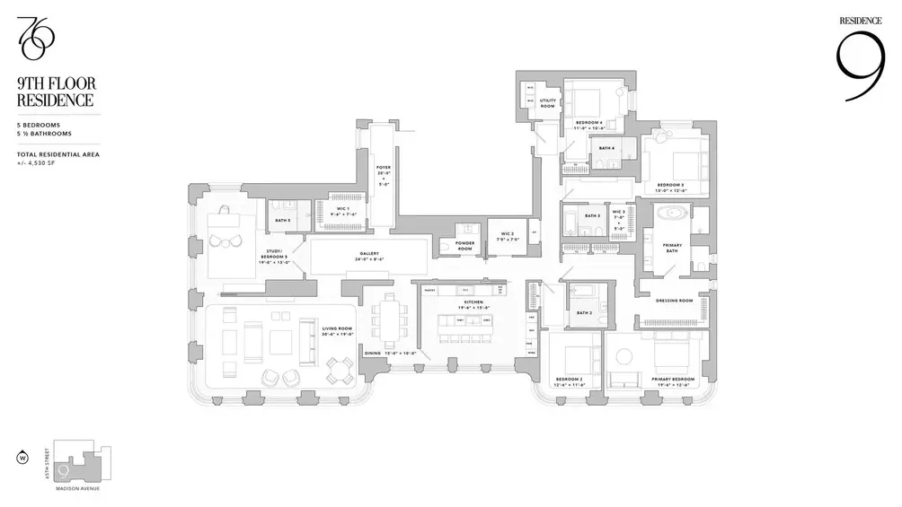 Floor-through condo floor plan