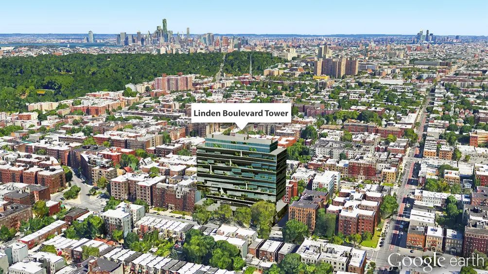 123 Linden Boulevard, Linden Boulevard Tower, Aerial View Flatbush, Flatbush Google earth, new brooklyn rentals