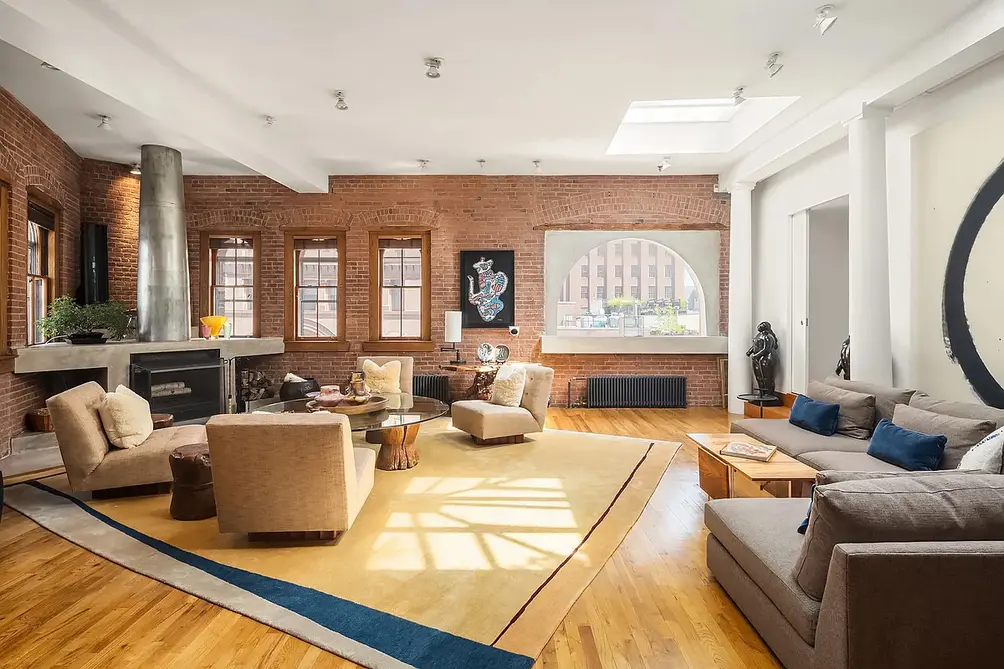 Living room, Tribeca loft, NYC co-ops