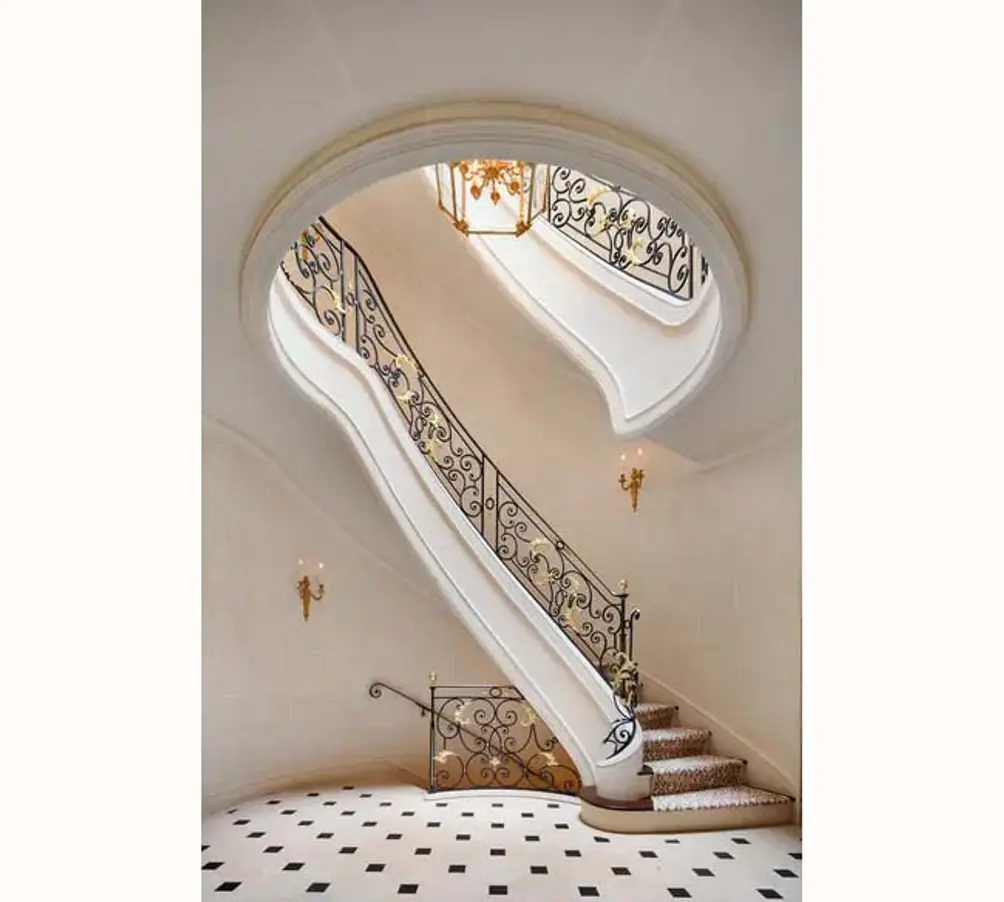 Gallery with dramatic staircase