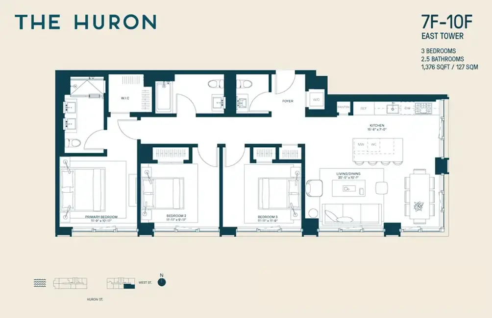 Three-bedroom floor plan