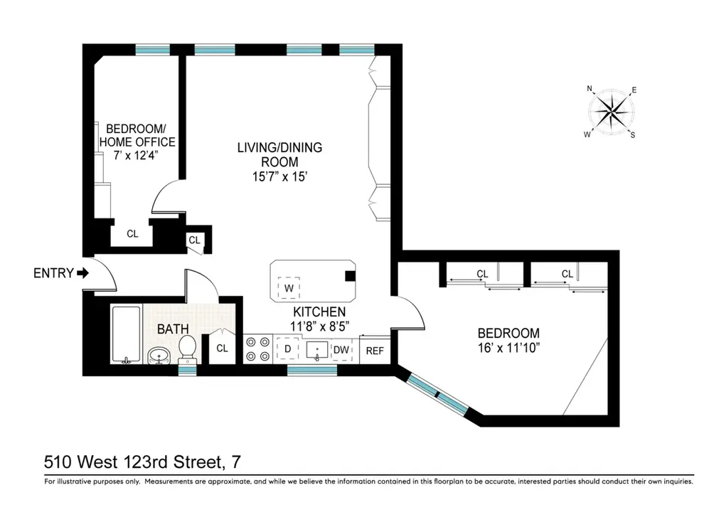 Split two-bedroom floor plan