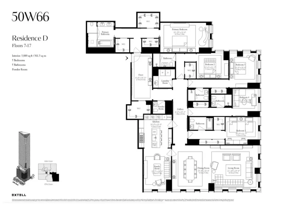 Five-bedroom floor plan