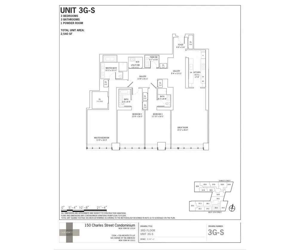 Three-bedroom floor plan