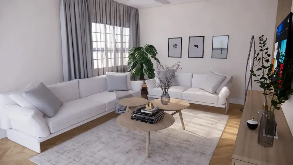 Living room with oversized window