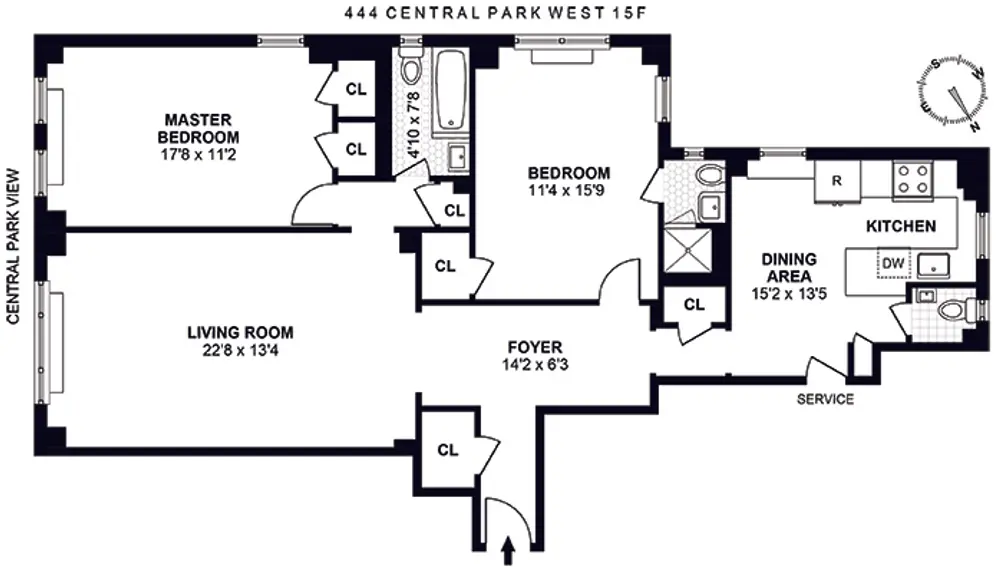 444 Central Park West #15F floor plan