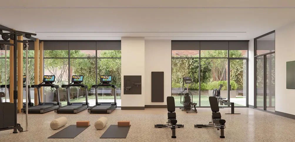 Fitness center with courtyard access