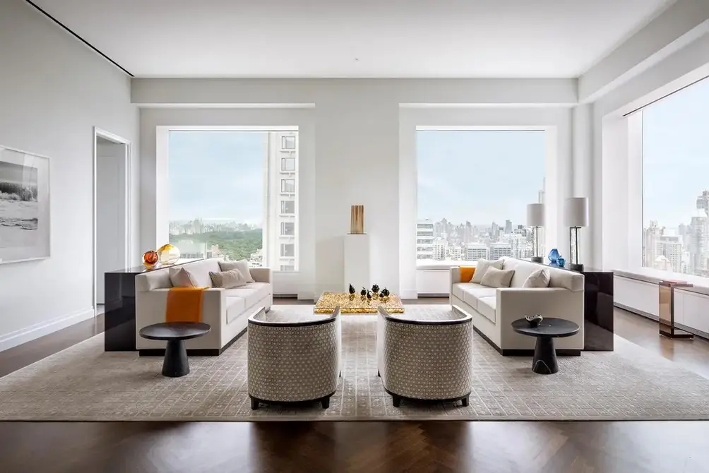 Corner living room with Central Park views