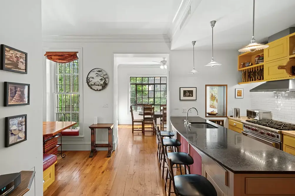 Kitchen with banquette and separate dining area