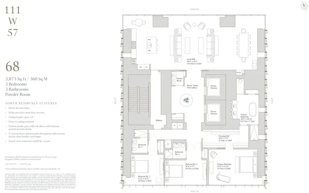 Full-floor apartment floor plan, floor-through condos