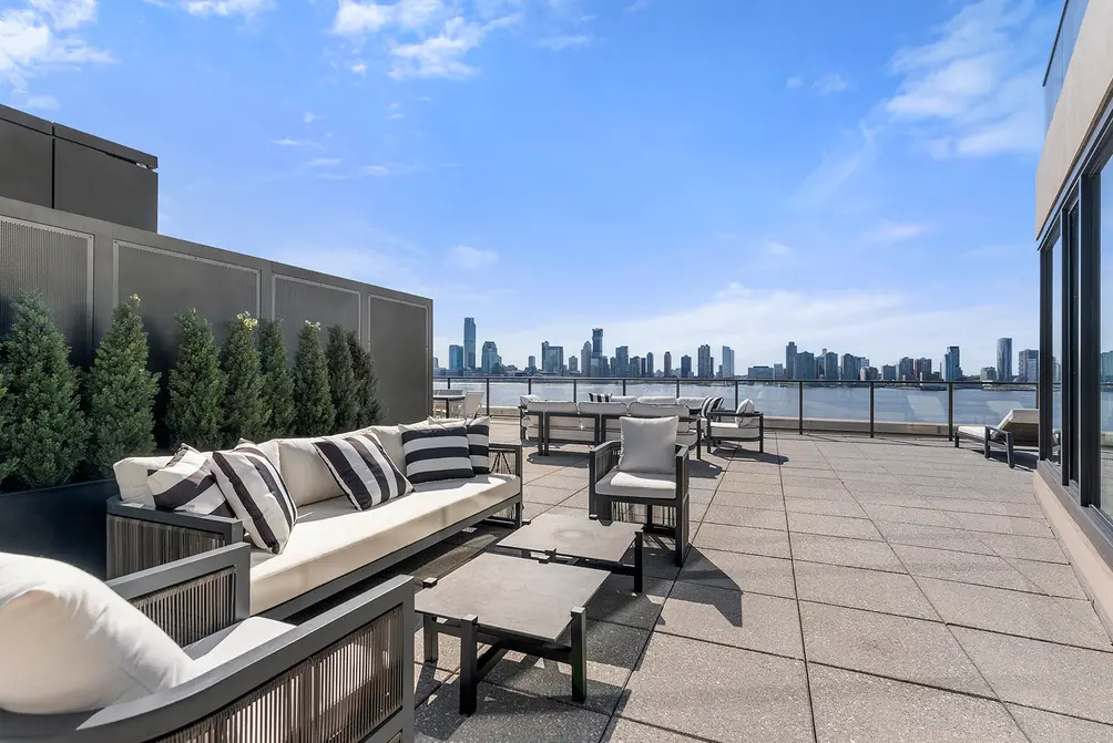 Private terrace with Hudson River views