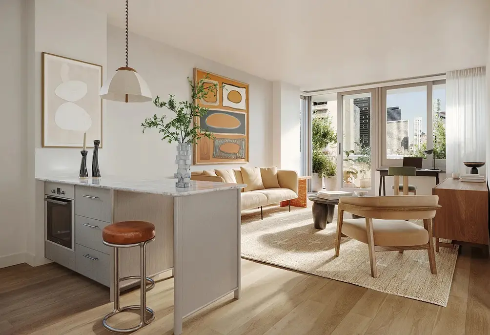 Living room and open kitchen