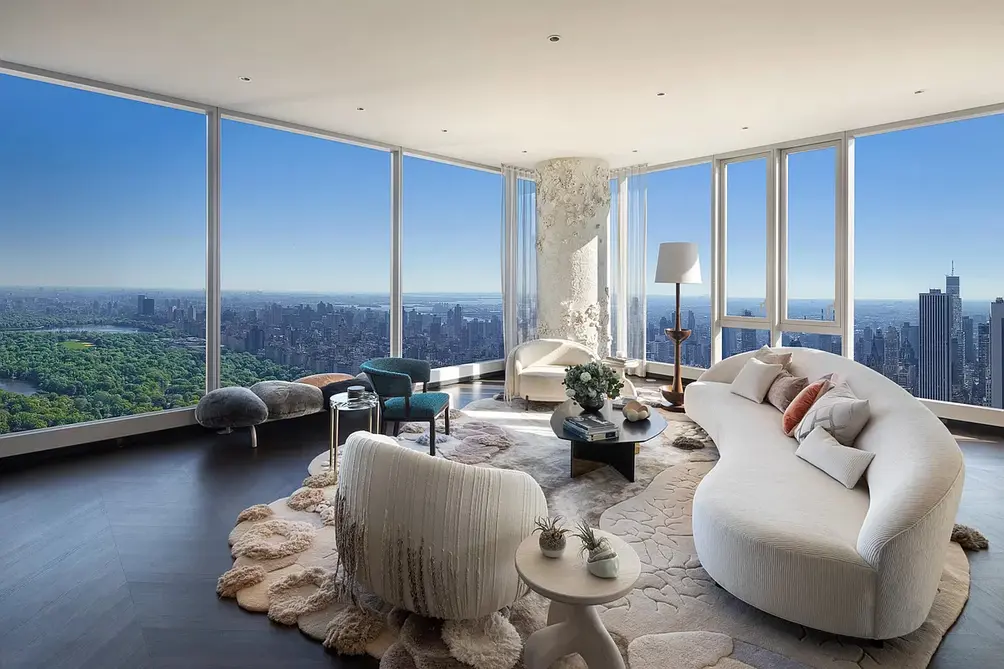 Corner living room with Central Park views