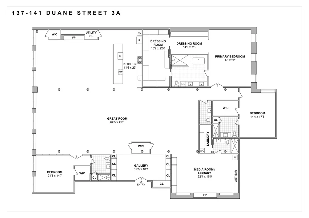 Four-bedroom floor plan