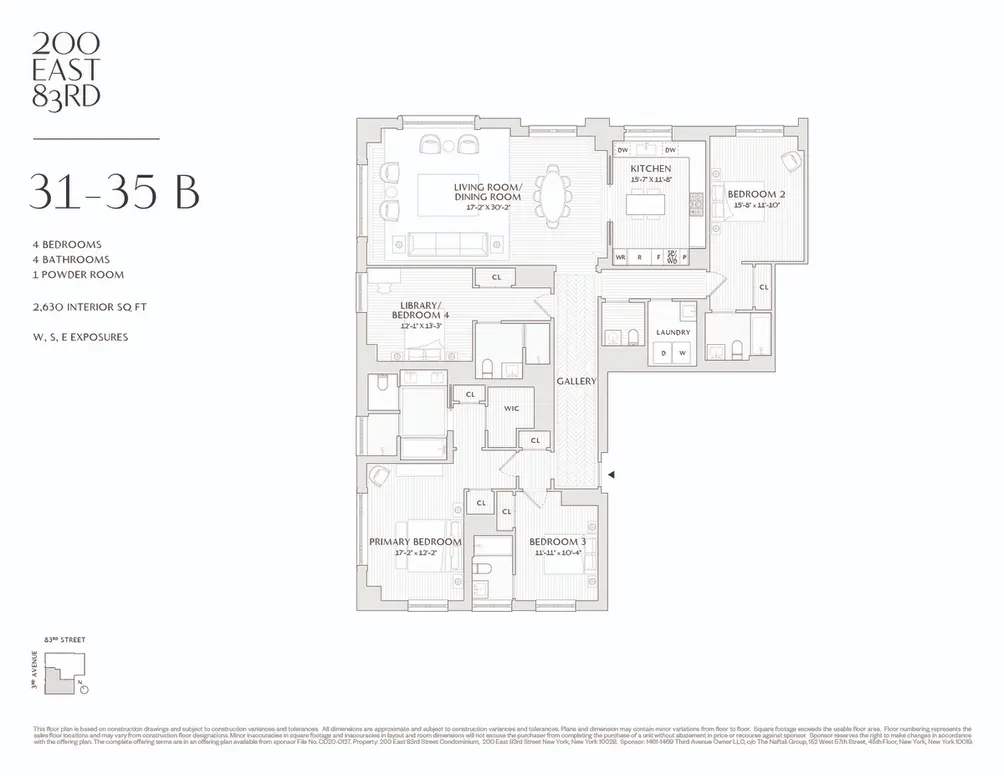 Four-bedroom apartment floor plan