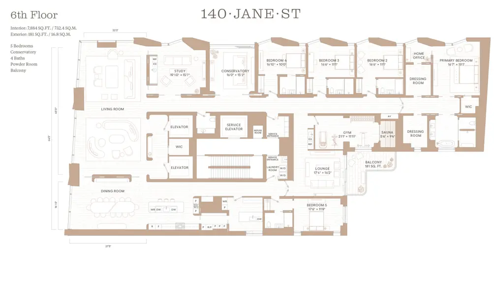 Full-floor condo floor plan