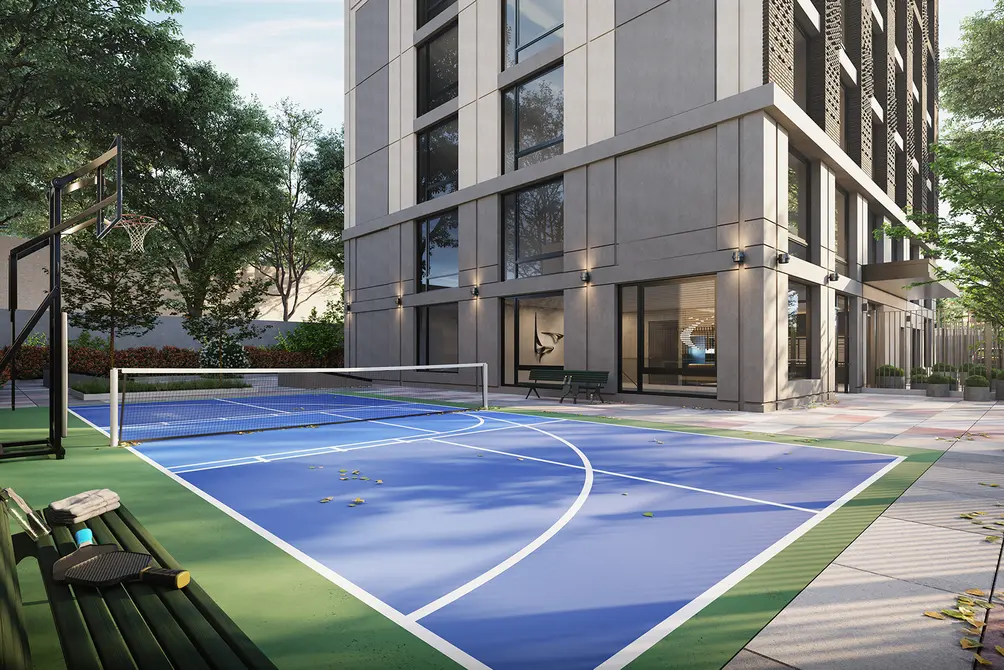 Outdoor pickleball court