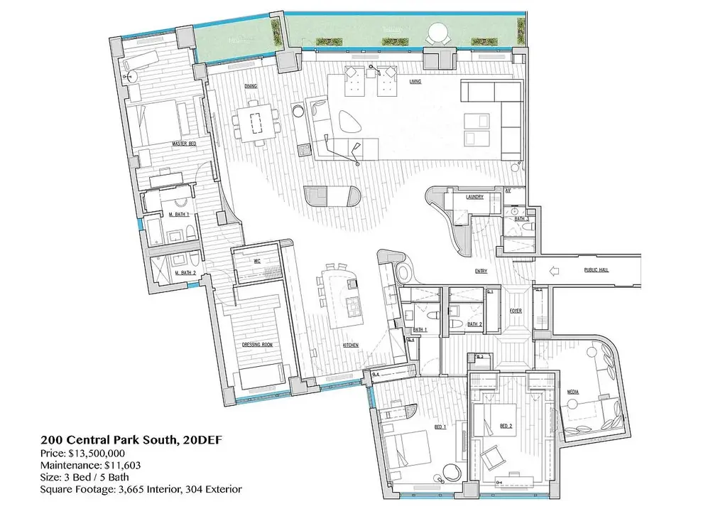 Four-bedroom floor plan