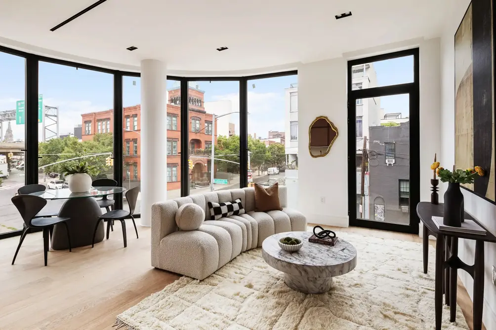 Living room with curved wall 