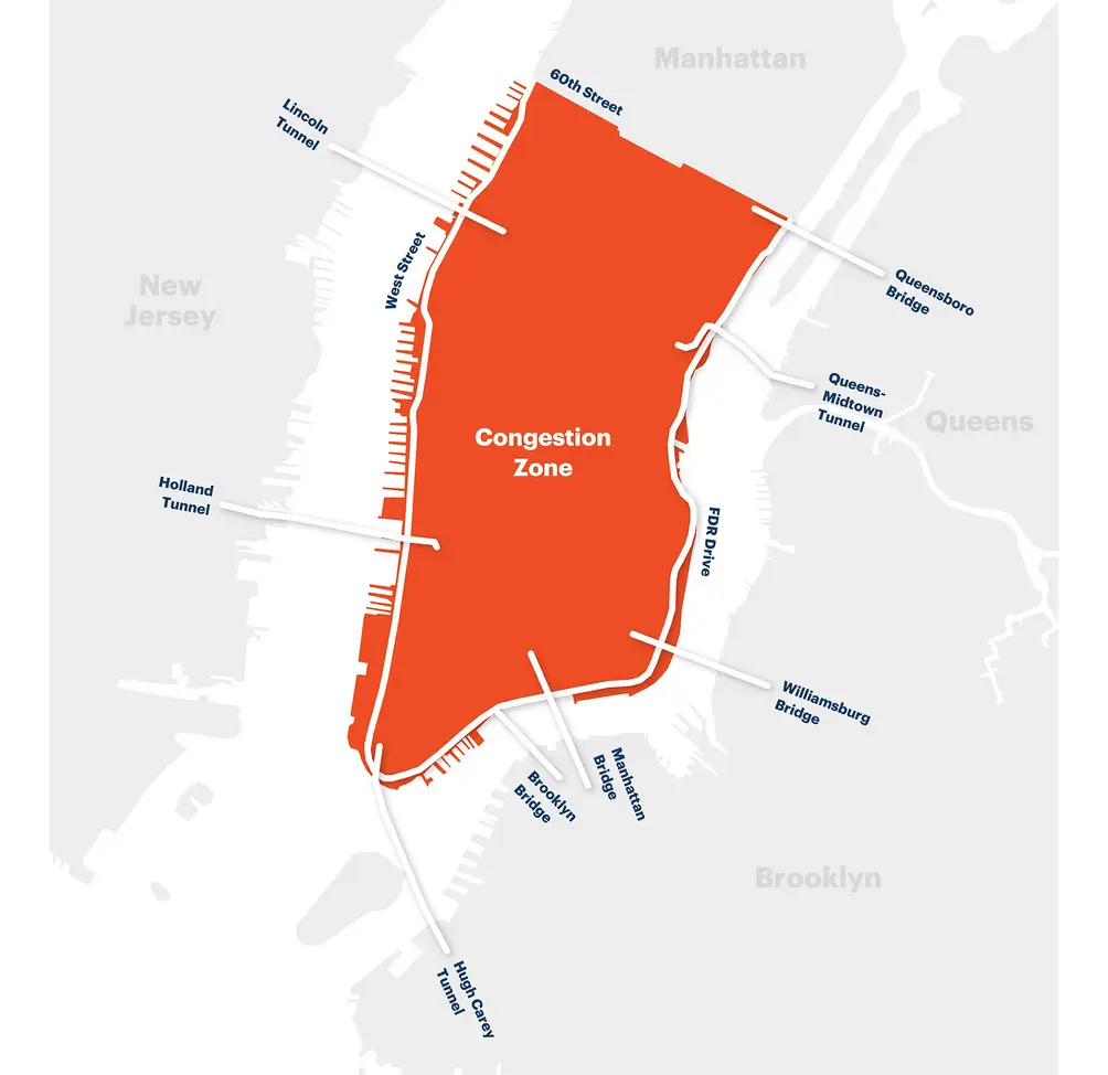 Congestion Relief Zone map NYC