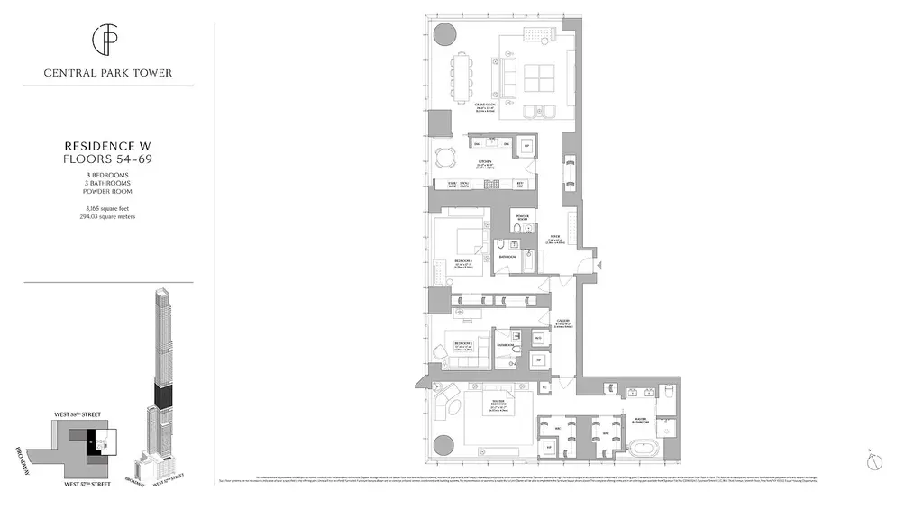 Three-bedroom floor plan