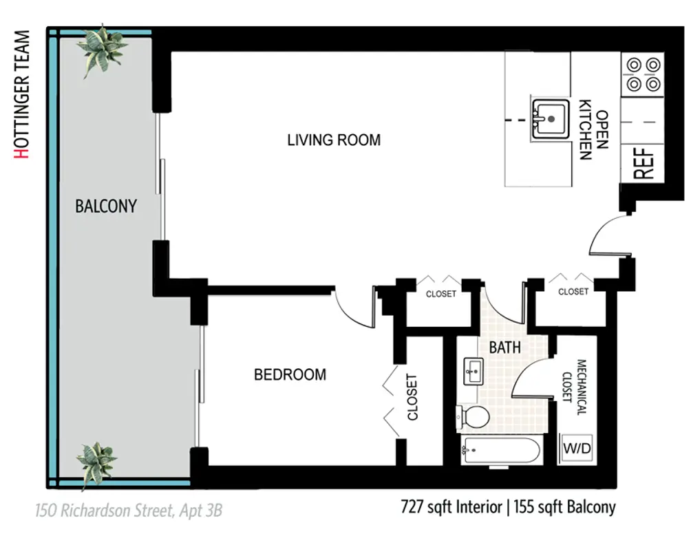 150 Richardson Street #3B floor plan