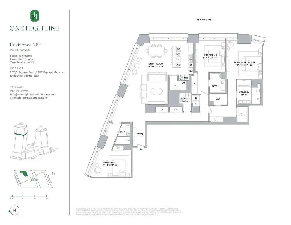 Three-bedroom floor plan