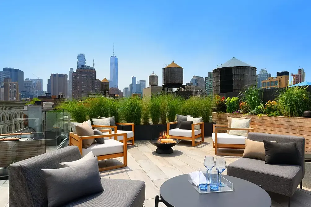 Private terrace overlooking Lower Manhattan