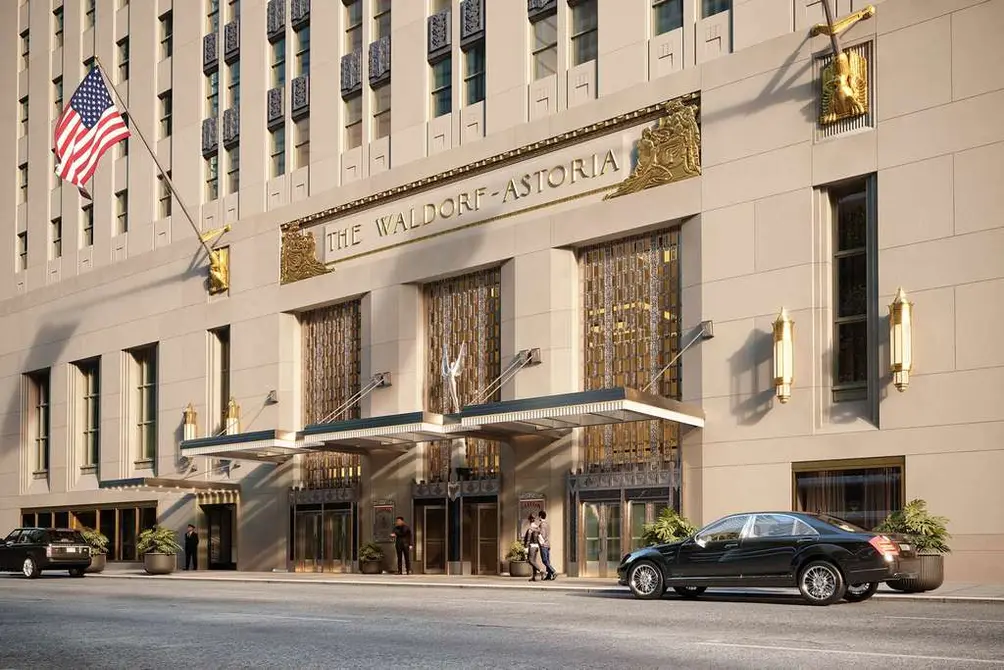 Entrance to Waldorf Astoria hotel