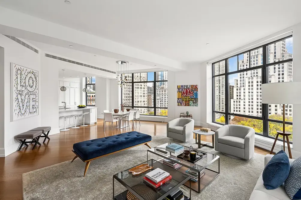 Living room with views of Madison Square Park