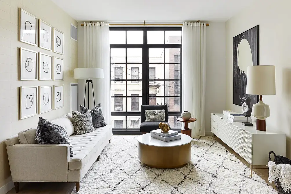 Living area with casement windows