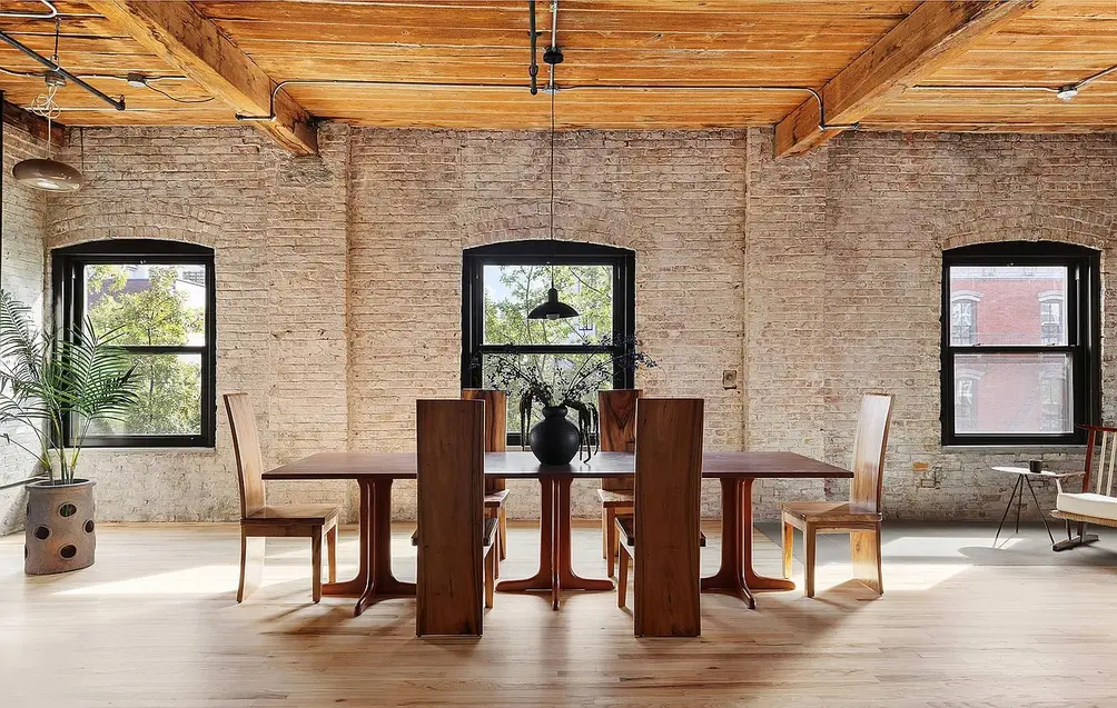 Living room with exposed beams