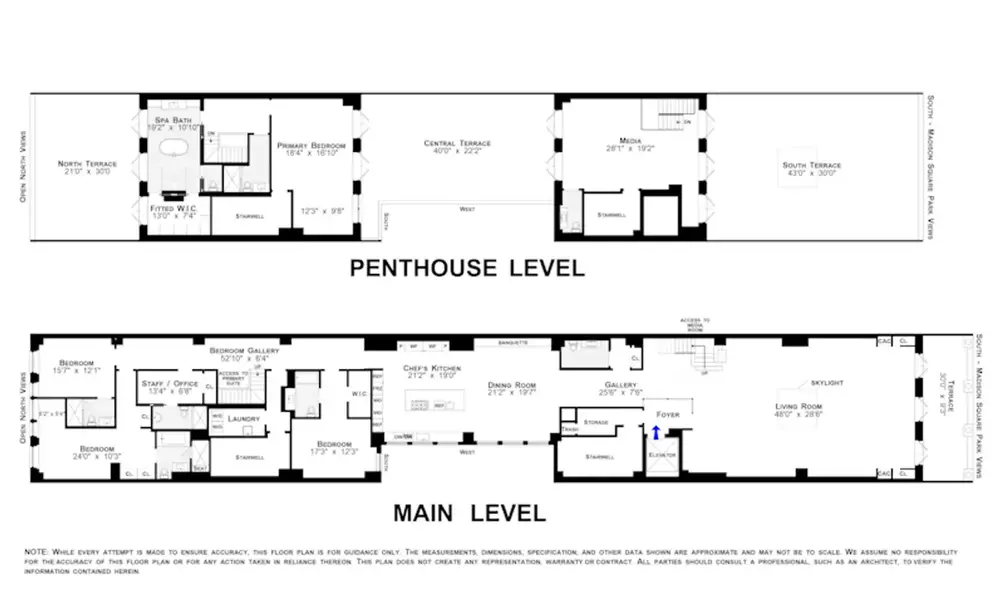 Duplex penthouse floor plan