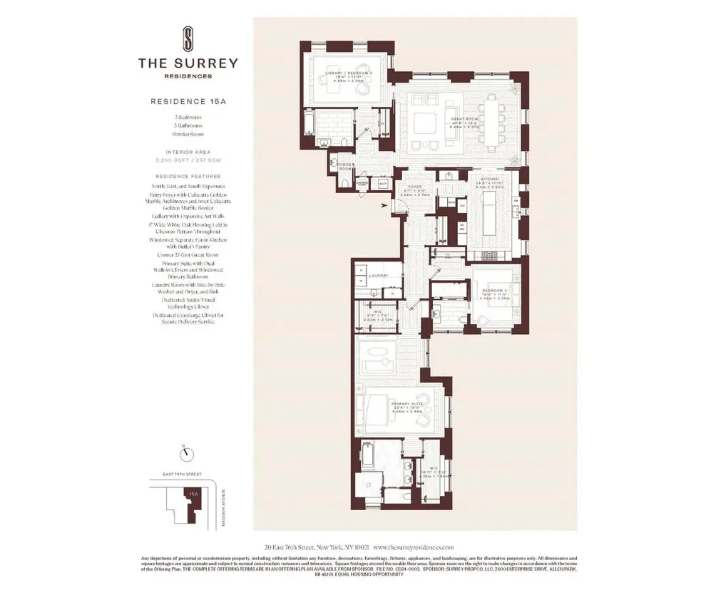 Three-bedroom floor plan