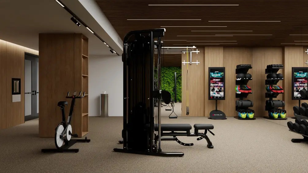 Fitness center with green wall