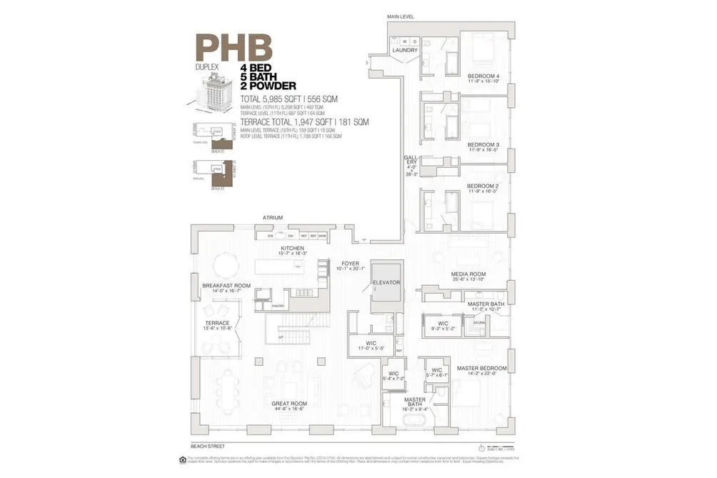 11 Beach Street #PHB floor plan