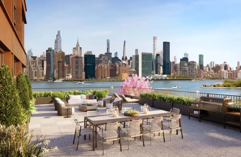Private terrace overlooking the East River
