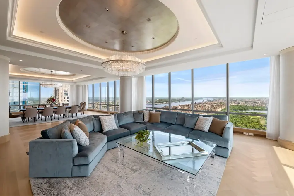 Living/dining room with Central Park views
