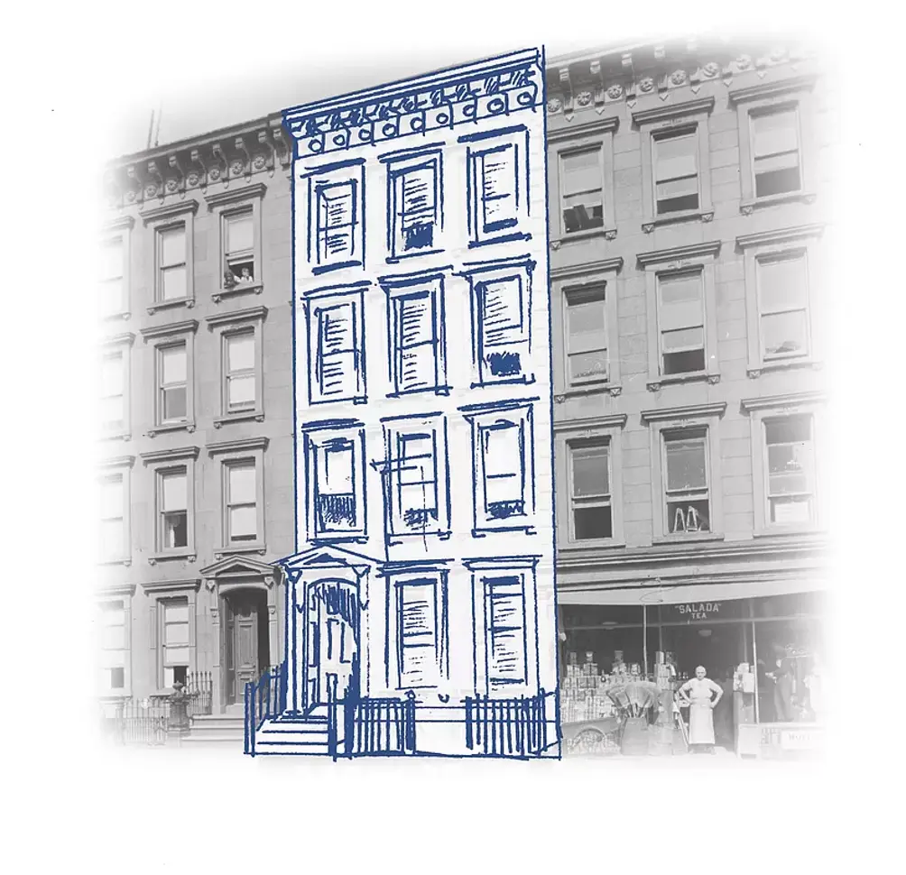 Drawing of Brooklyn townhouse