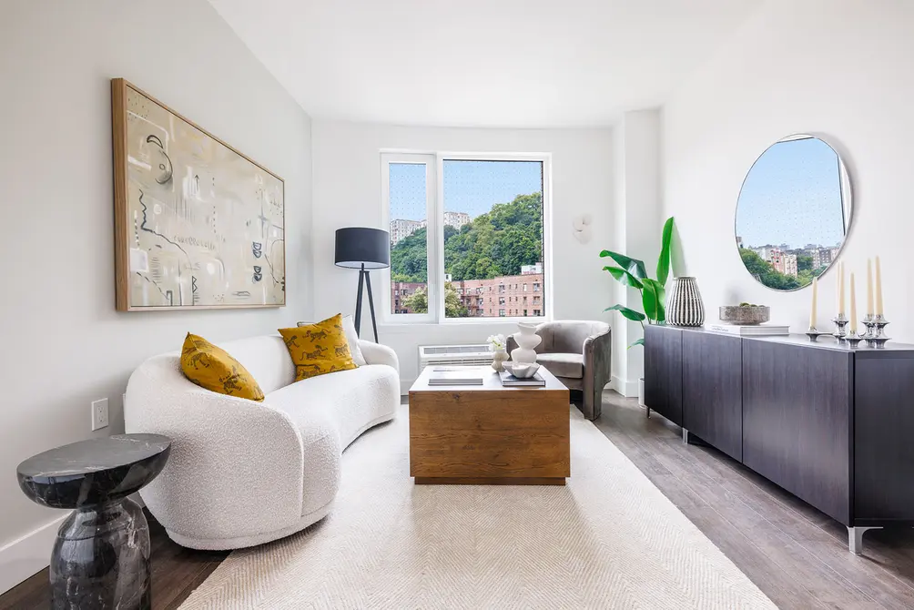 Living room with park views