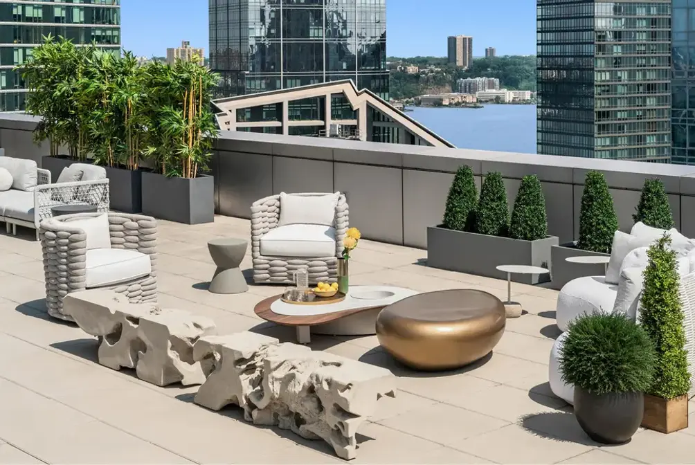 Private terrace overlooking the Hudson River