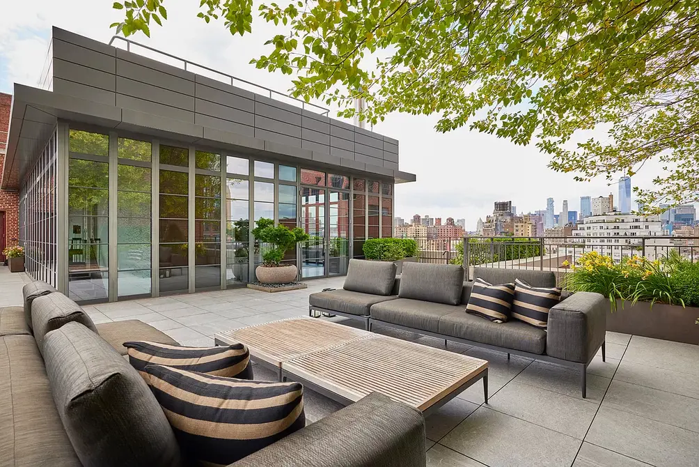 Landscaped terrace with city views