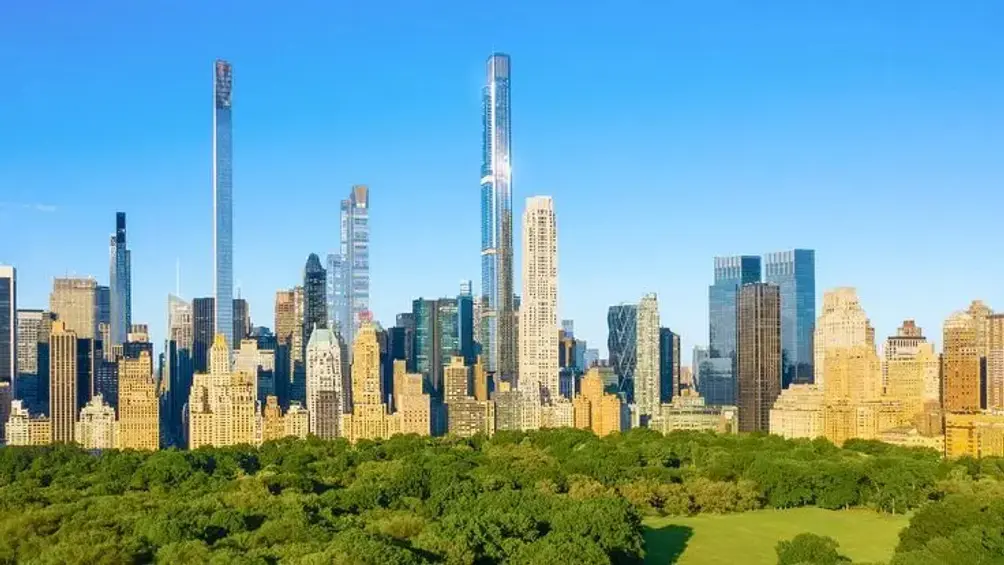 Billionaires' Row skyline with Central Park Tower at the center