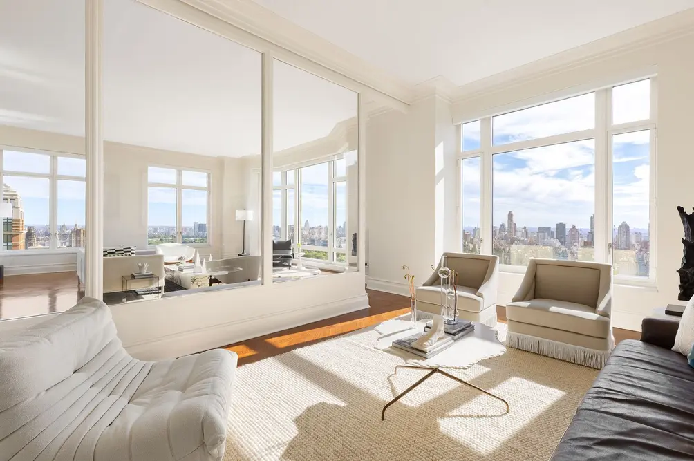 Living room with views of Central Park