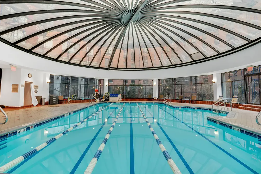 Indoor pool with retractable roof