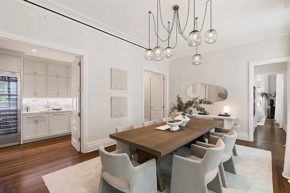 Dining room with glimpse of kitchen