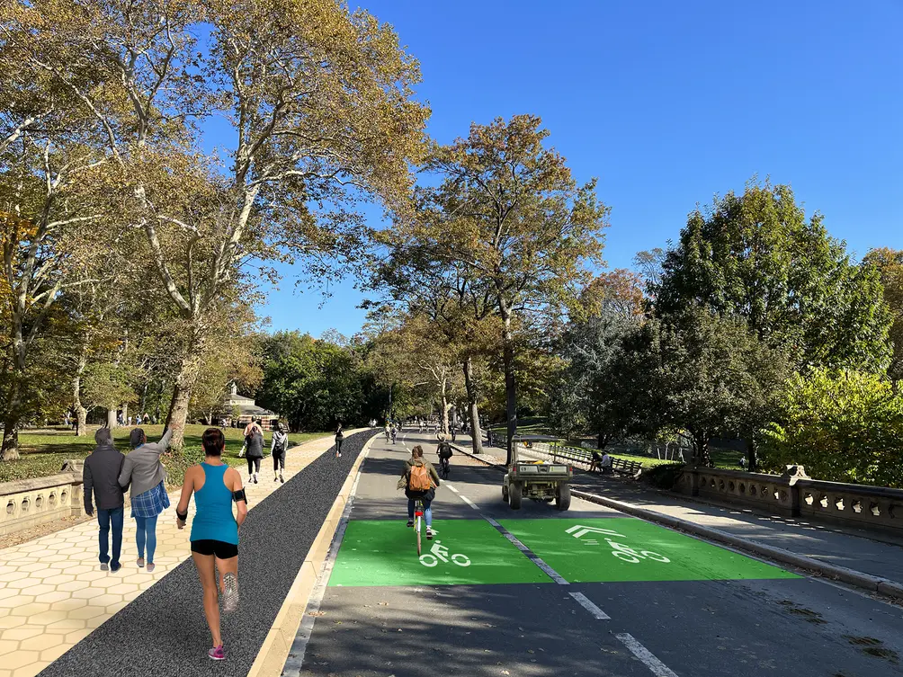 Drives in Central Park with better separation for pedestrians, bikes, and vehicles